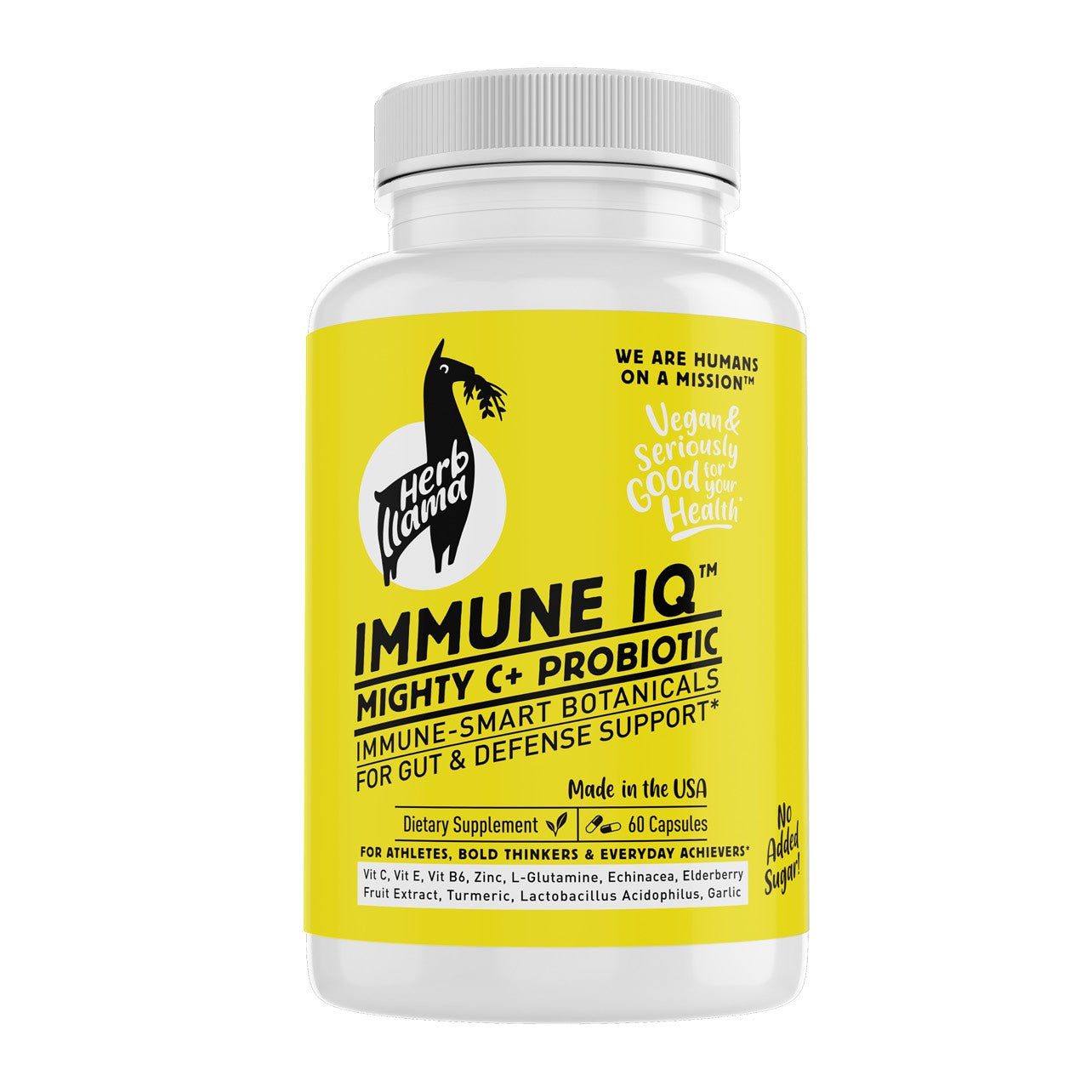 Supplement bottle labeled 'Immune IQ' by Herb Land on a white background