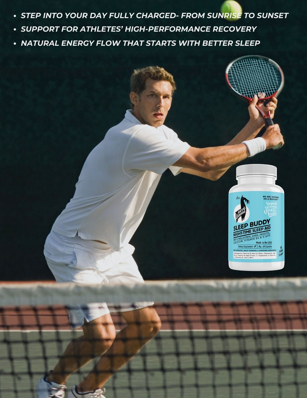 SLEEP BUDDY NIGHT TIME SLEEP AID with Melatonin, GABA, Inositol, Calcium, Vit B6-without the next-day grogginess and rebound insomnia of diphenhydramine.