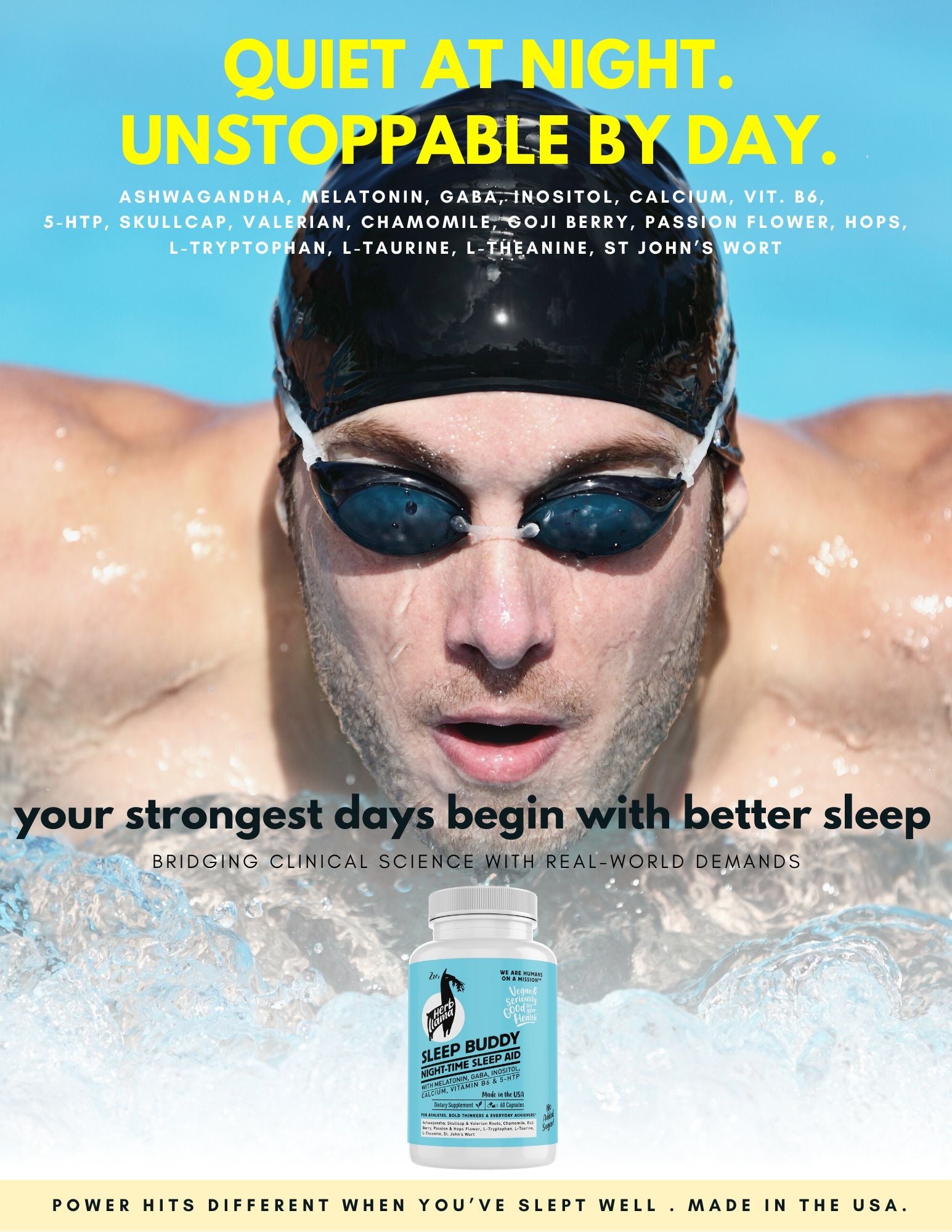 SLEEP BUDDY NIGHT TIME SLEEP AID with Melatonin, GABA, Inositol, Calcium, Vit B6-without the next-day grogginess and rebound insomnia of diphenhydramine.